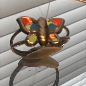 Butterfly ring size 5 silver tone